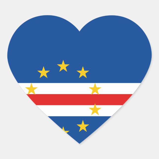 Pegatina de corazón de la bandera de Cabo Verde (Anverso)
