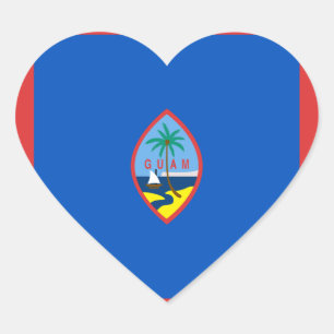 Pegatina de corazón de la bandera de Guam