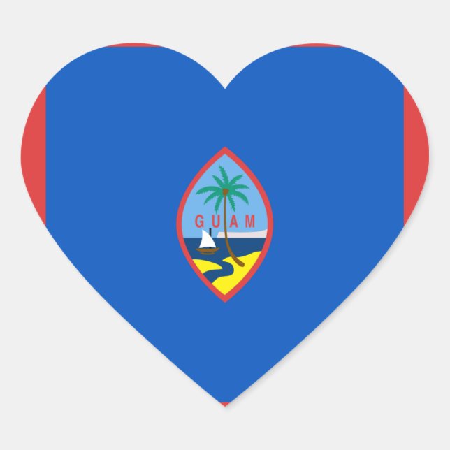 Pegatina de corazón de la bandera de Guam (Anverso)