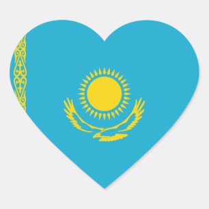 Pegatina de corazón de la bandera de Kazajistán