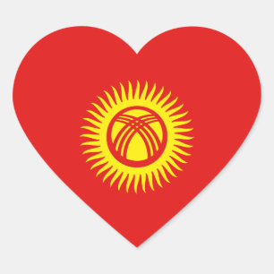 Pegatina de corazón de la bandera de Kirguistán
