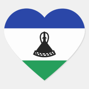 Pegatina de corazón de la bandera de Lesotho