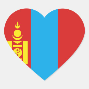 Pegatina de corazón de la bandera de Mongolia