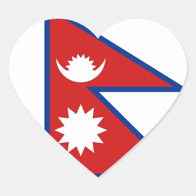 Pegatina de corazón de la bandera de Nepal (Anverso)