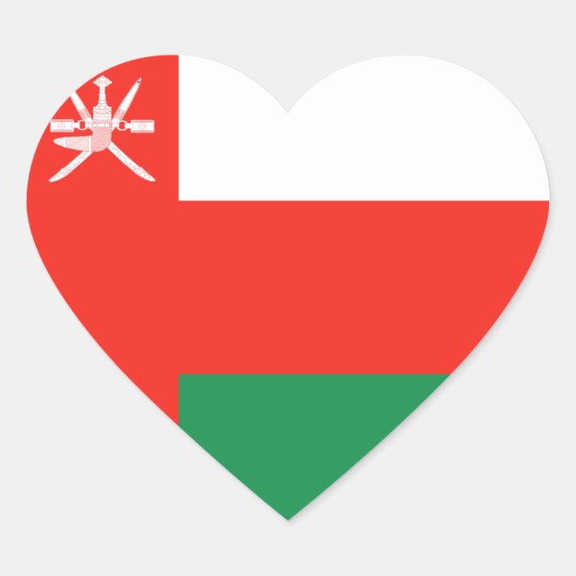 Pegatina de corazón de la bandera de Omán (Anverso)