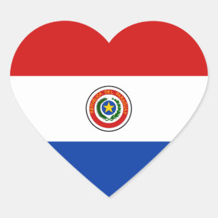 Pegatina de corazón de la bandera de Paraguay