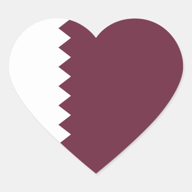 Pegatina de corazón de la bandera de Qatar (Anverso)
