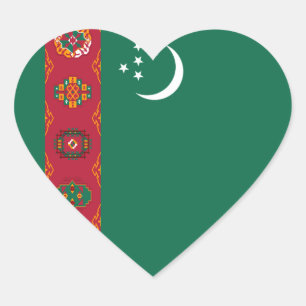 Pegatina de corazón de la bandera de Turkmenistán