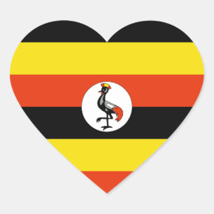 Pegatina de corazón de la bandera de Uganda
