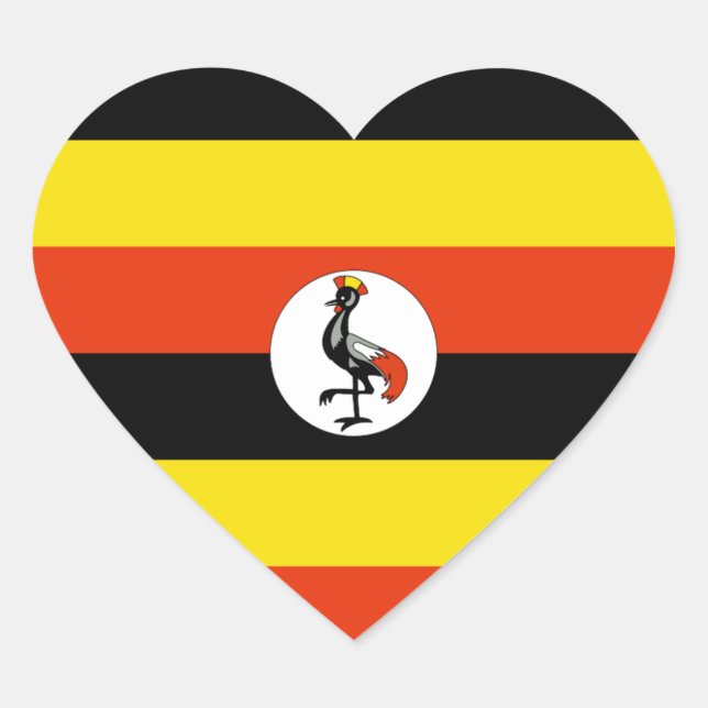 Pegatina de corazón de la bandera de Uganda (Anverso)