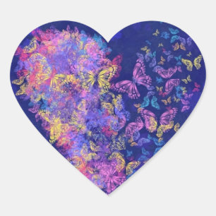 Pegatina de corazón de mariposa - Amor