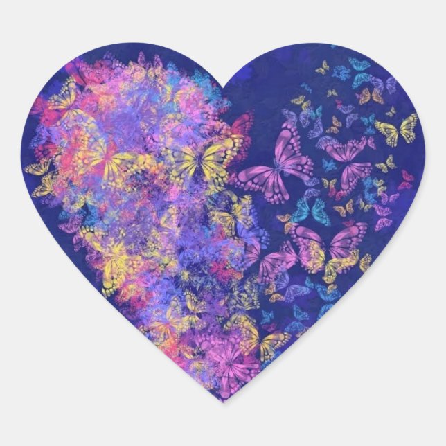 Pegatina de corazón de mariposa - Amor (Anverso)