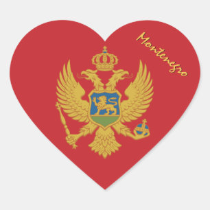 Pegatina de corazón de Montenegro, bandera de Mont