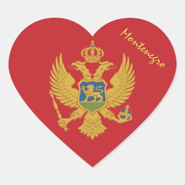 Pegatina de corazón de Montenegro, bandera de Mont (Anverso)