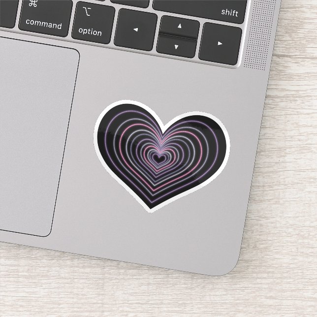 Pegatina de corazón de neón púrpura (Detalle)