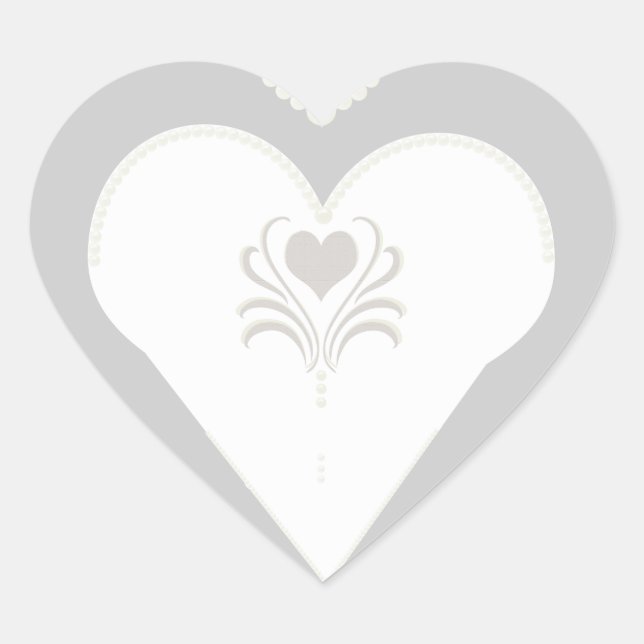 Pegatina de corazón de novias y perlas (Anverso)