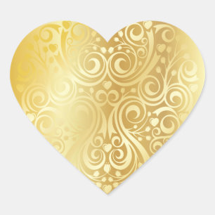 Pegatina de corazón de oro con encaje
