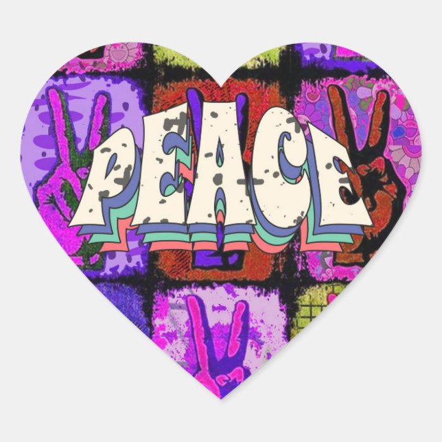 Pegatina de Corazón de Paz (Anverso)