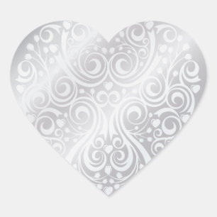 Pegatina de corazón de plata con encaje