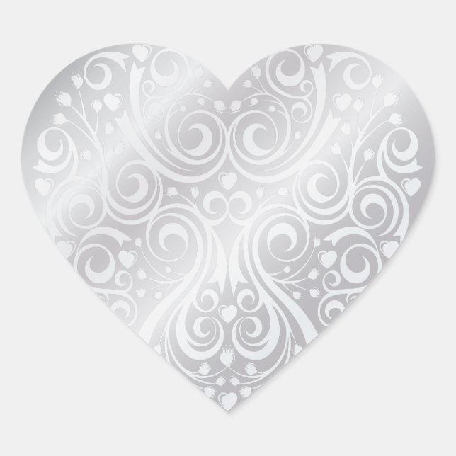 Pegatina de corazón de plata con encaje (Anverso)