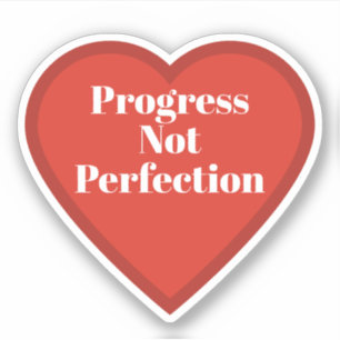 Pegatina de corazón de progreso no perfección - id