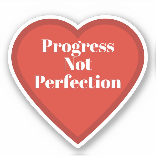 Pegatina de corazón de progreso no perfección - id (Anverso)