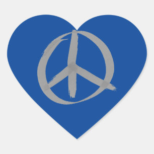 Pegatina de corazón de signo de paz gris