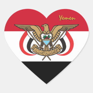 Pegatina de corazón de Yemen, bandera yemení patri