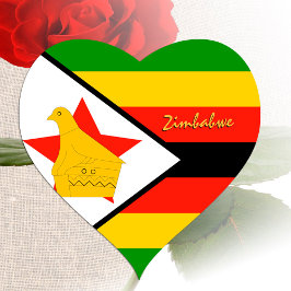 Pegatina de corazón de Zimbabue, bandera patriótic