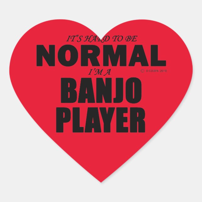 Pegatina de corazón del jugador de banjo normal (Anverso)