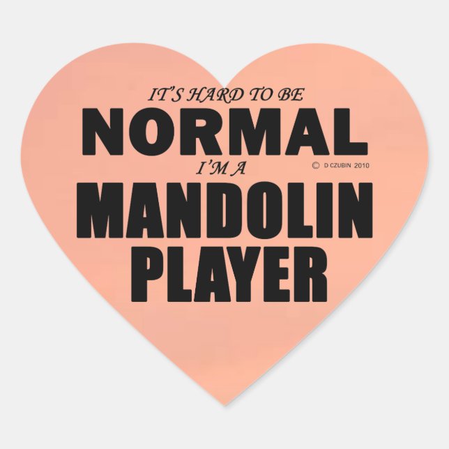 Pegatina de corazón del jugador de mandolin normal (Anverso)
