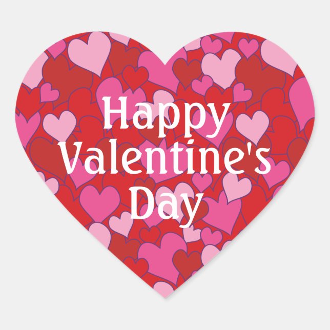 Pegatina de Corazón Feliz Día de San Valentín (Anverso)