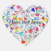 Pegatina de Corazón Floral Mosaico Caprichoso