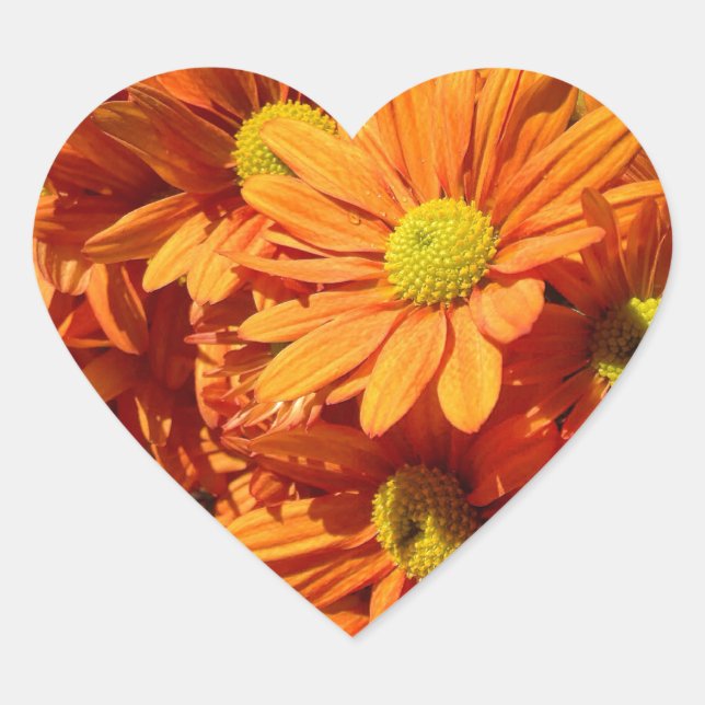 pegatina de corazón floral naranja (Anverso)