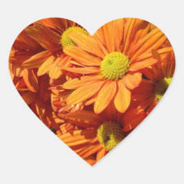 pegatina de corazón floral naranja