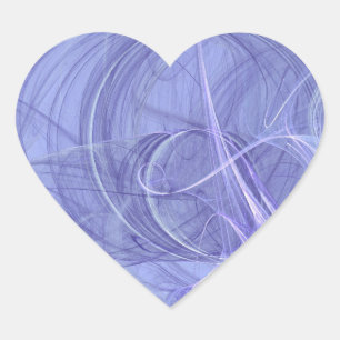 Pegatina de corazón fractal abstracto azul