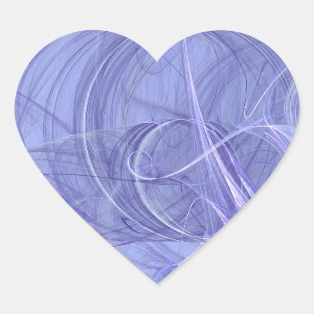Pegatina de corazón fractal abstracto azul (Anverso)