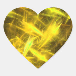 pegatina de corazón fractal amarillo anaranjado