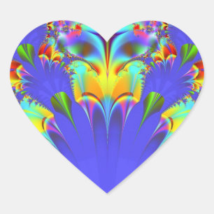 Pegatina de corazón fractal arco iris