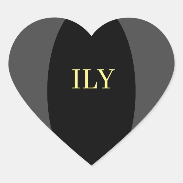 Pegatina de corazón gris y negro "Te quiero" (Anverso)