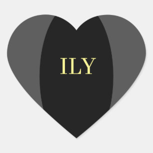 Pegatina de corazón gris y negro "Te quiero"