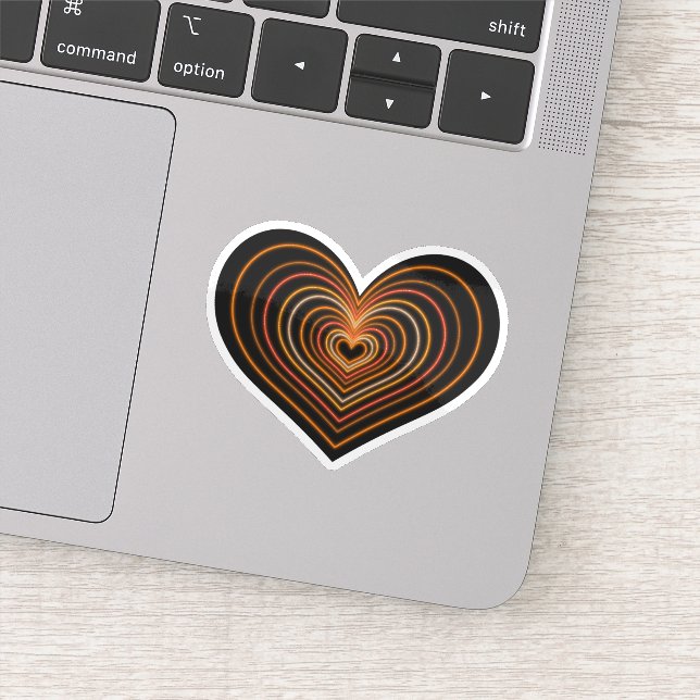 Pegatina de corazón naranja neón (Detalle)
