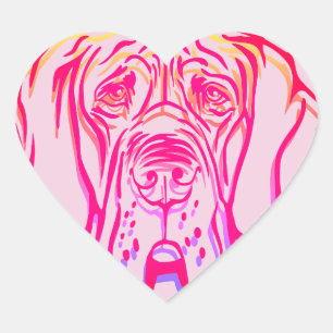 Pegatina de corazón psicodélico de Gran Danés gruñ