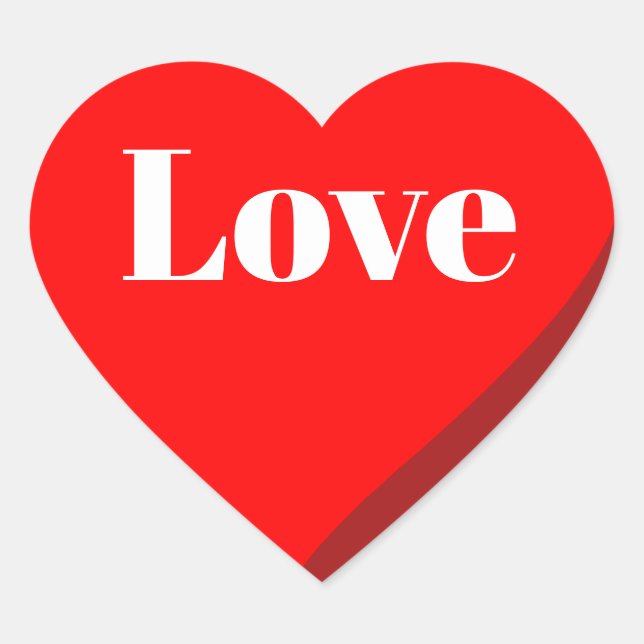 Pegatina de corazón rojo 3D de amor (Anverso)