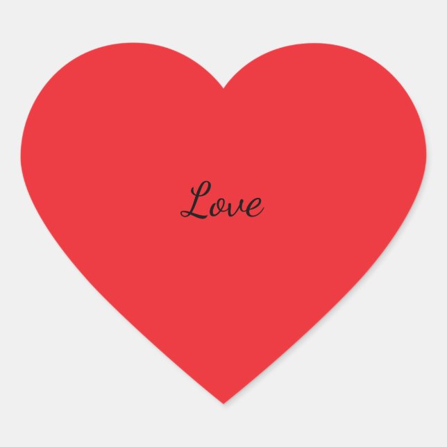 Pegatina de Corazón Rojo Amor Cursiva (Anverso)