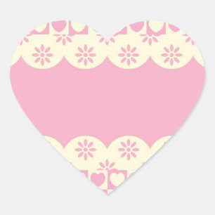 Pegatina de corazón rosa con corazón a cuadros