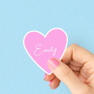 Pegatina de corazón rosa femenino con nombre
