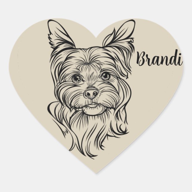 Pegatina de corazón shih tzu personalizado con nom (Anverso)