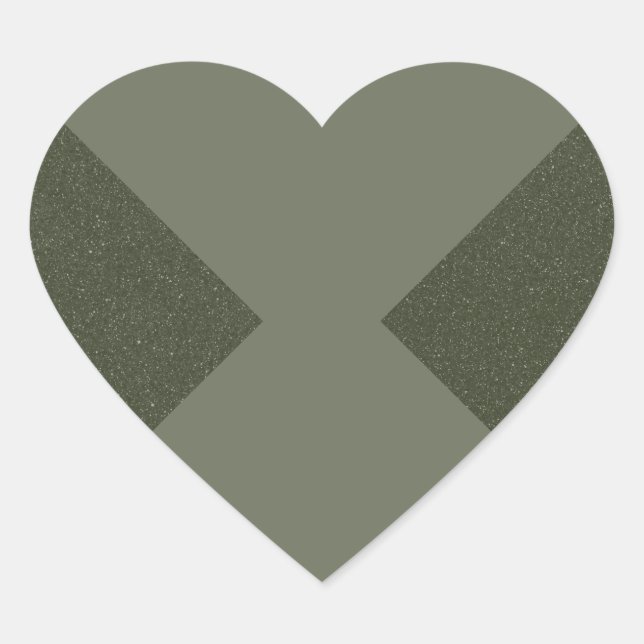 Pegatina de corazón verde musgo suave (Anverso)
