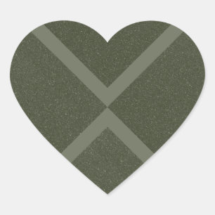 Pegatina de corazón X verde de mosaico texturizado